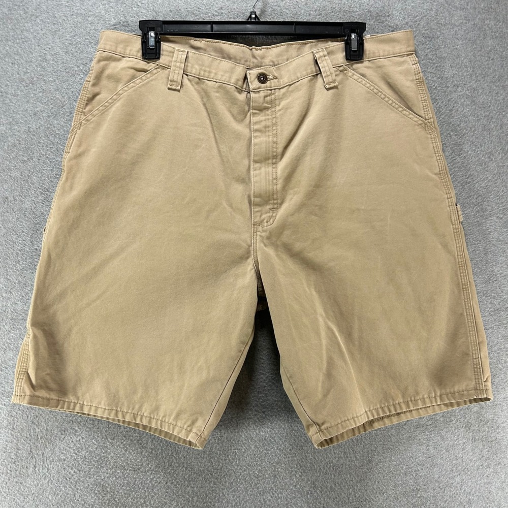 Wrangler Utility Shorts 67CUTWT Mens 40 Tan Cotton Canvas Workwear Carpenter